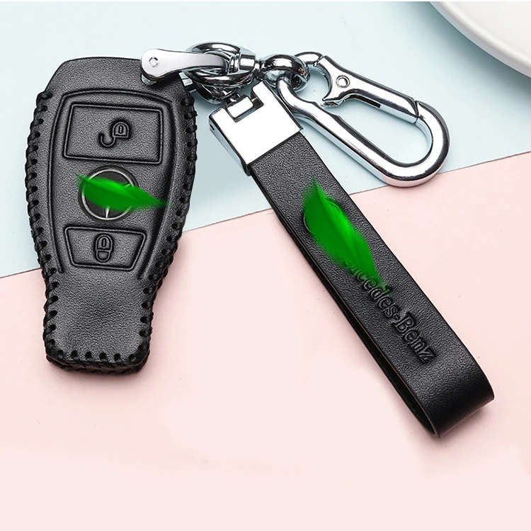 Manufacturers supply high-quality leather car key case car parts smart car key protective cover for Mercedes