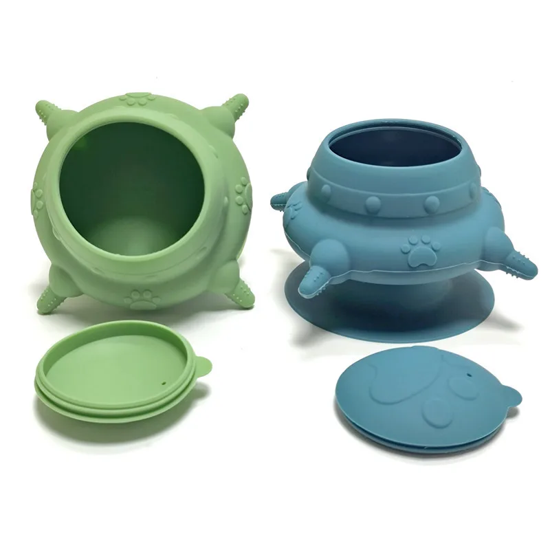 Free sample Pet Feeder Food Grade 4 Nipples Silica Gel Puppy Feeder With Suction Silicone Nipple Feeder Milk Bowl Pet Bowl
