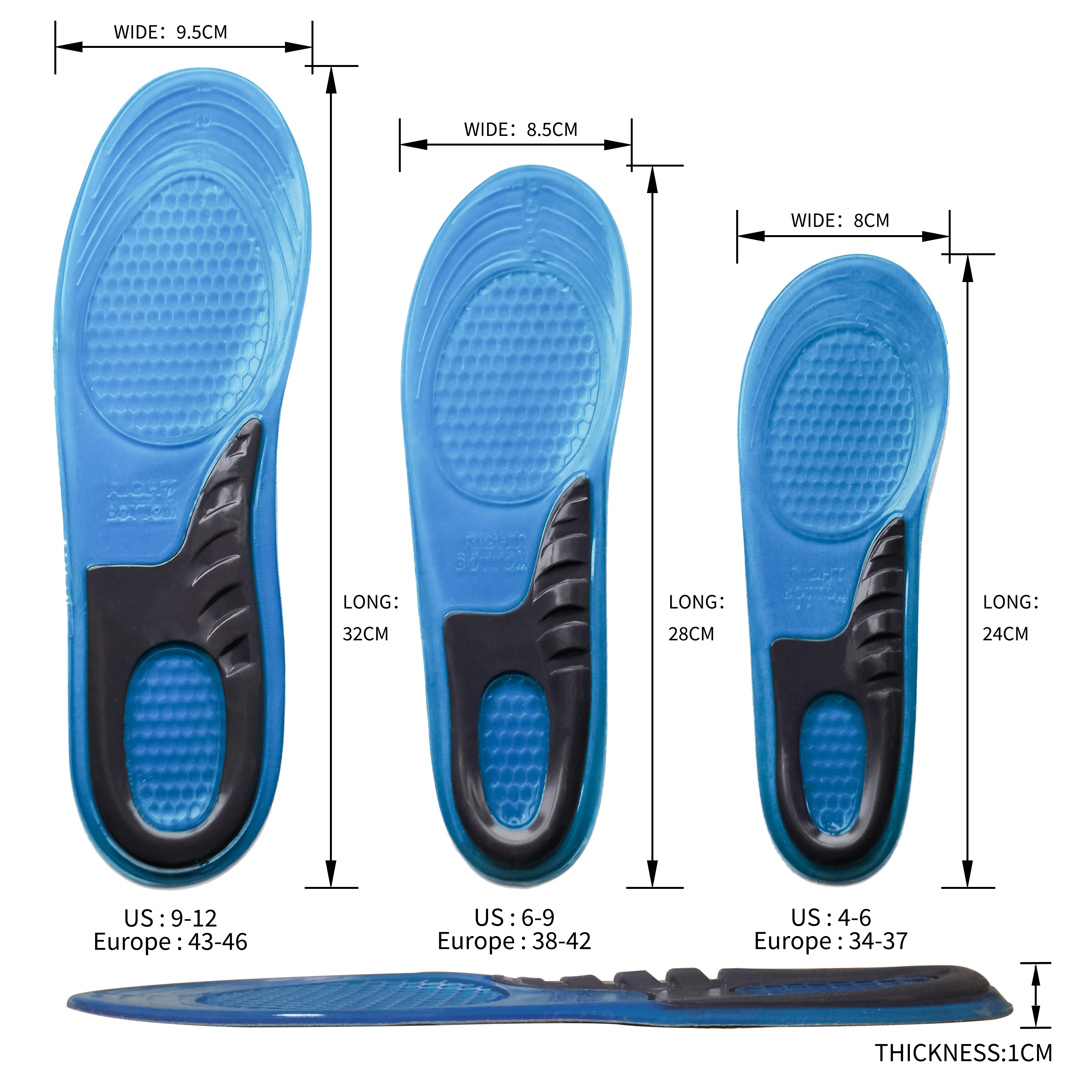 Silicone Non-Slip Gel Sport Shoe Insoles Soft TPE Orthotic Foot Pads with Massaging Effect Other Insoles