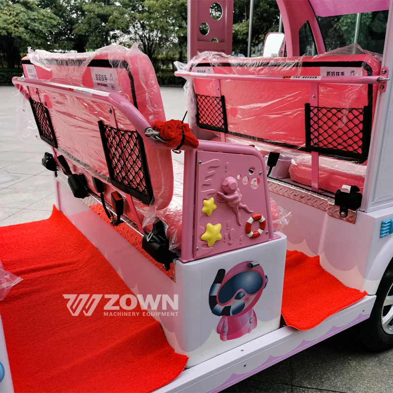 Wholesale Coral Style Pink Cartoon Amusement Park Bus Electric Shuttle Tourist Sightseeing City School Bus Zoo Tours Vehicle