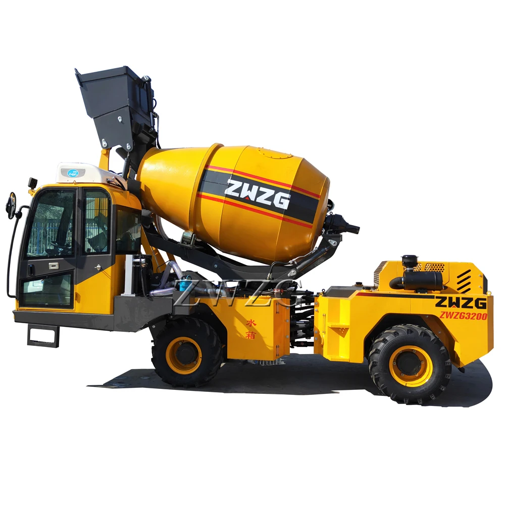 Mobile concrete mixer 4.0cbm 92 KW engine high quality concrete mixer gearbox