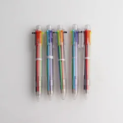 Hot New 6 in 1 Multicolor Retractable Plastic Pen With Custom Logo For Children