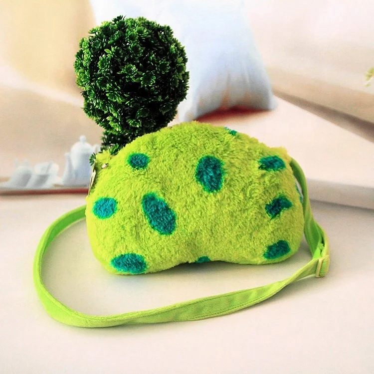 
2021 Green cartoon plush stuffed cross body shoulder small bag kids bags cute handbag 