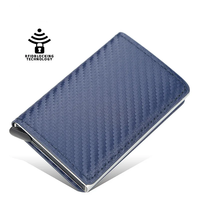 2021 ultra Silm RFID carbon fiber card wallet, minimalist aluminum credit card holder with money clip