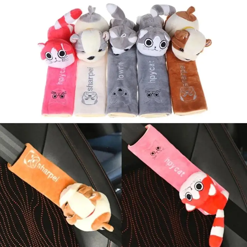 new Cute Cartoon Animal Ornaments Shoulder Cover Car Seat Safety Belt Protector Pad for Children and driver