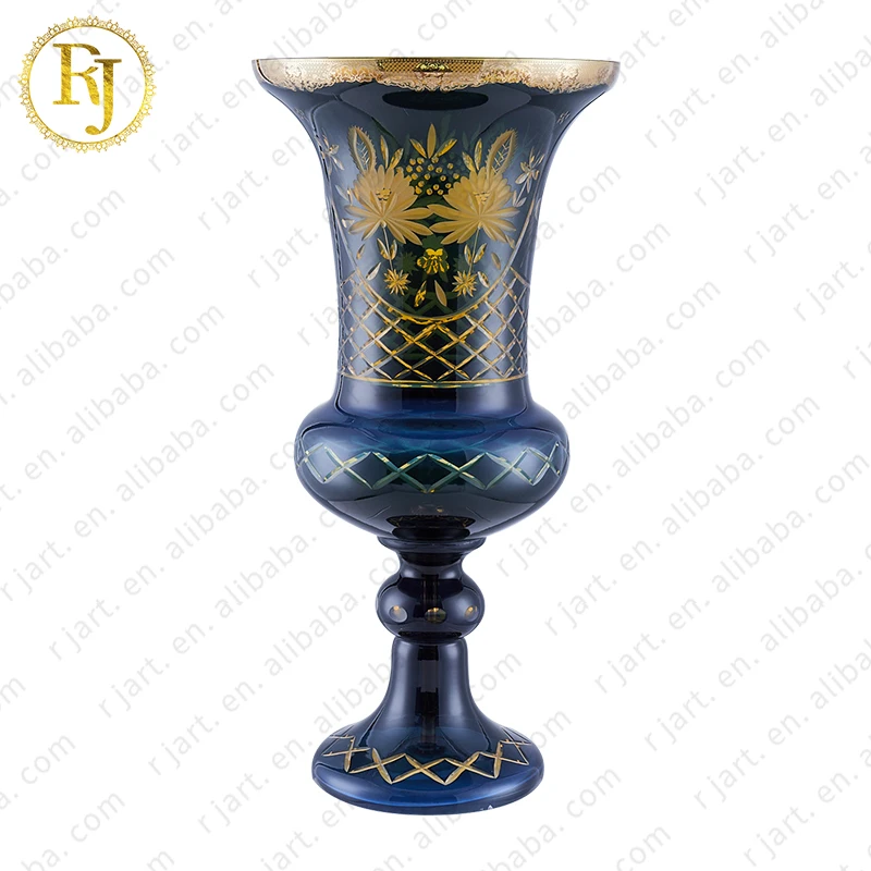 Dubai Turkey Complete Gift Muslim Gold Pattern crystal vase glass boho Posuda clear glass vases