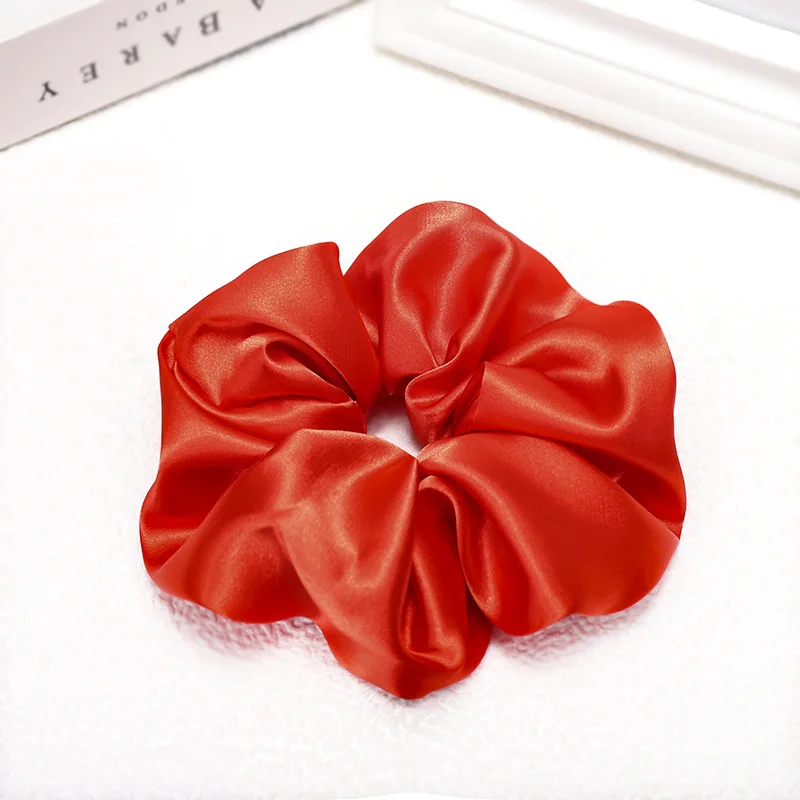 19 colors silk like hair scrunchies elastic french style big hair scrunchie satin for girls