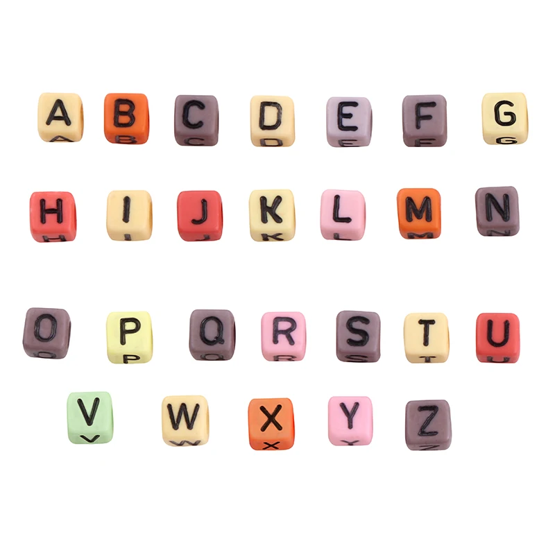 Wholesales Mixed Packing DIY Alphabet Beads Acrylic Cube Letters Beads for Bracelet Making DIY Set Kit