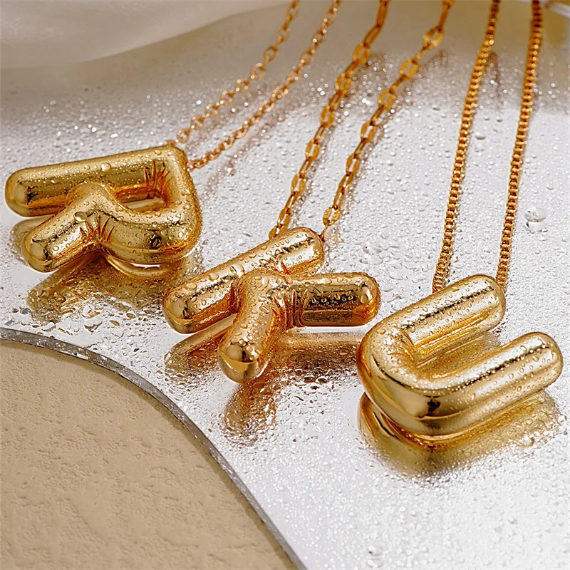 Hot sale stainless steel alphabetic 3d letter b necklace bubble letter stainless steel