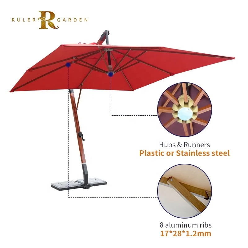 Customized Logo Sun Shade Parasol LED Cantilever Umbrella Garden Outdoor Patio Umbrella