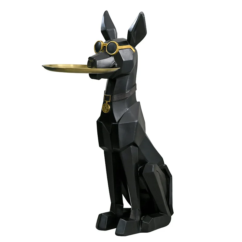 Скандинавская креативная большая скульптура Doberman поднос для собаки из смолы украшение пола