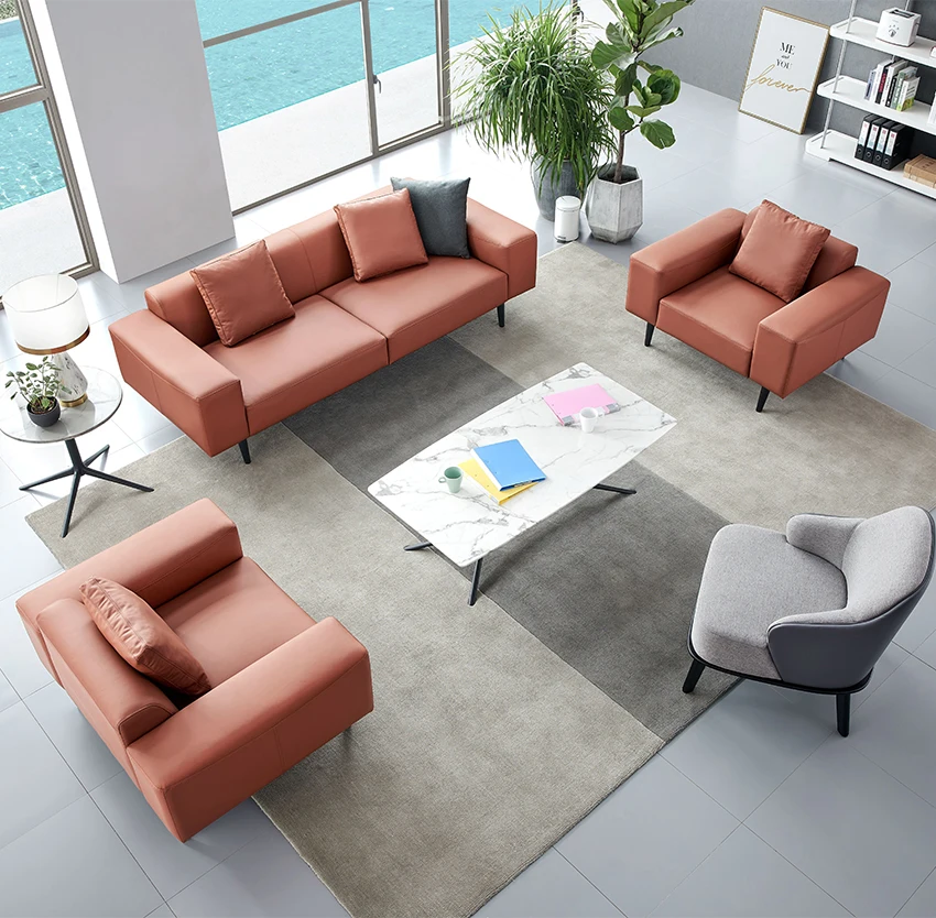 Italian Design Home Furniture Simple Luxury Design Living Room Furniture Leather Set of Sofa for Hotel