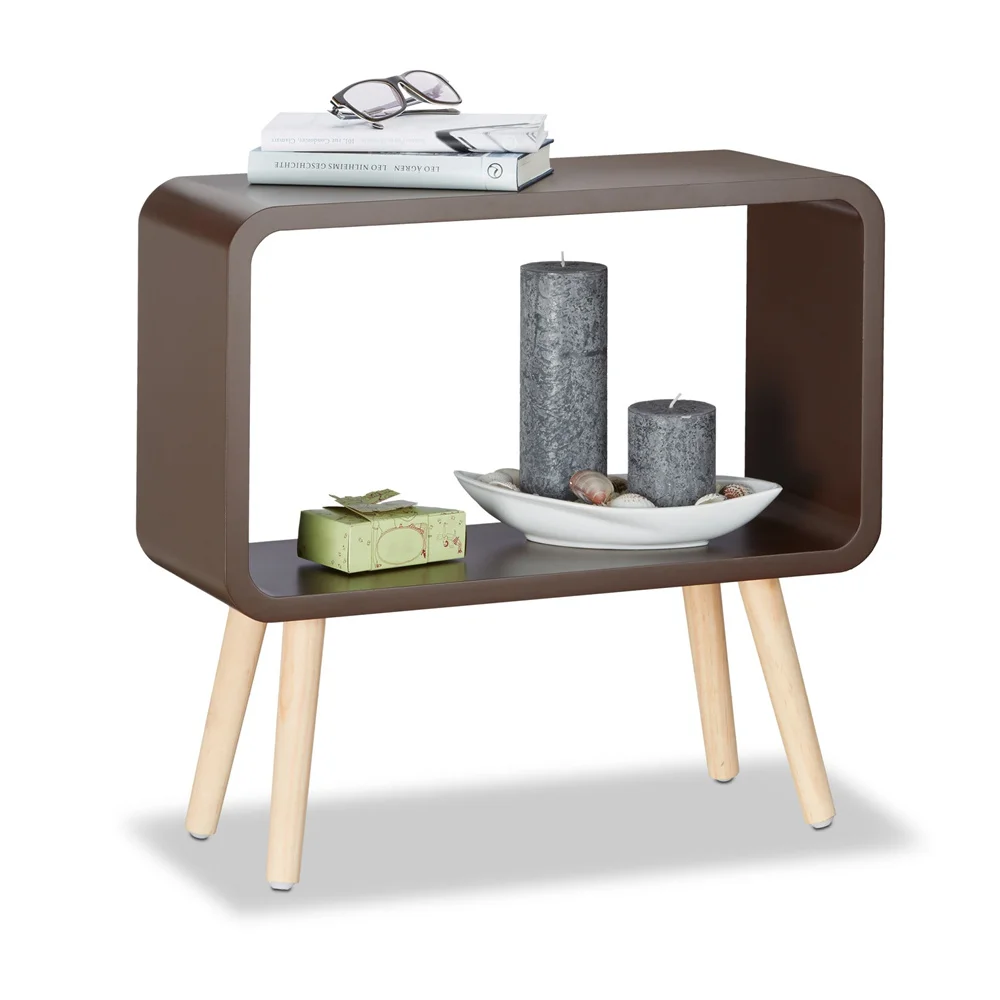 Simple Design Small Bookcase Freestanding Shelf with Wooden Legs