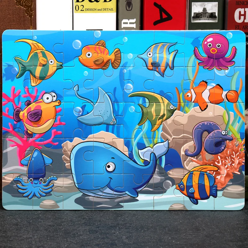 
24 / 40/ 60 Juguetes Educational Developmental Baby Kids Training Toy Cartoon Animal Wooden Puzzle 