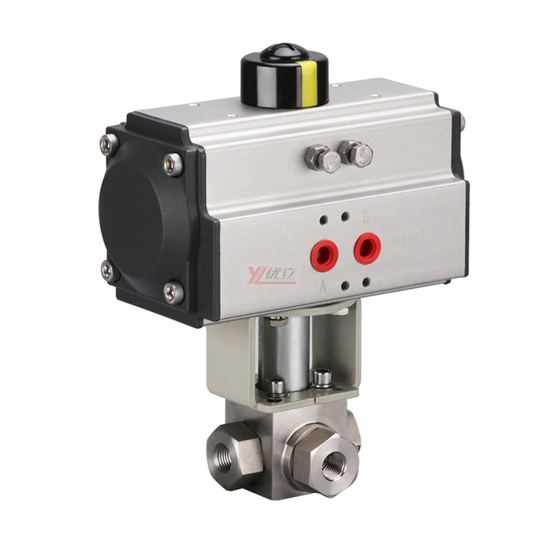 YOULI 6000psi PN320 из нержавеющей стали 304 316 WCB KHB пневматический привод высокого давления 3-ходовой шаровой клапан с резьбой