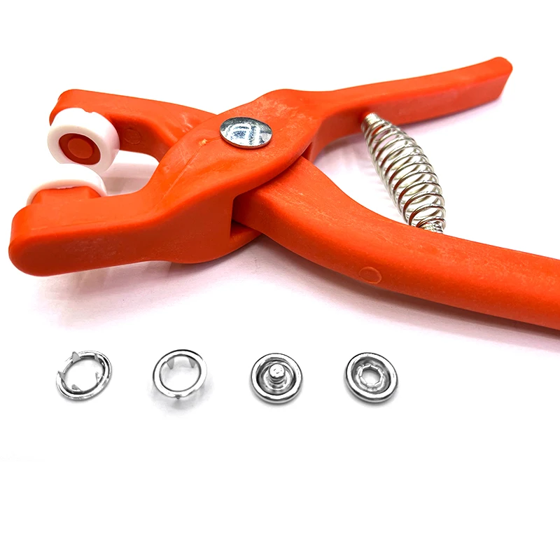 Stainless Steel Metal Snaps 100 SETS + Pliers Buttons Tool Leather Rivets Button Rivet Hollow Five-grab Snap Invisible Buckle