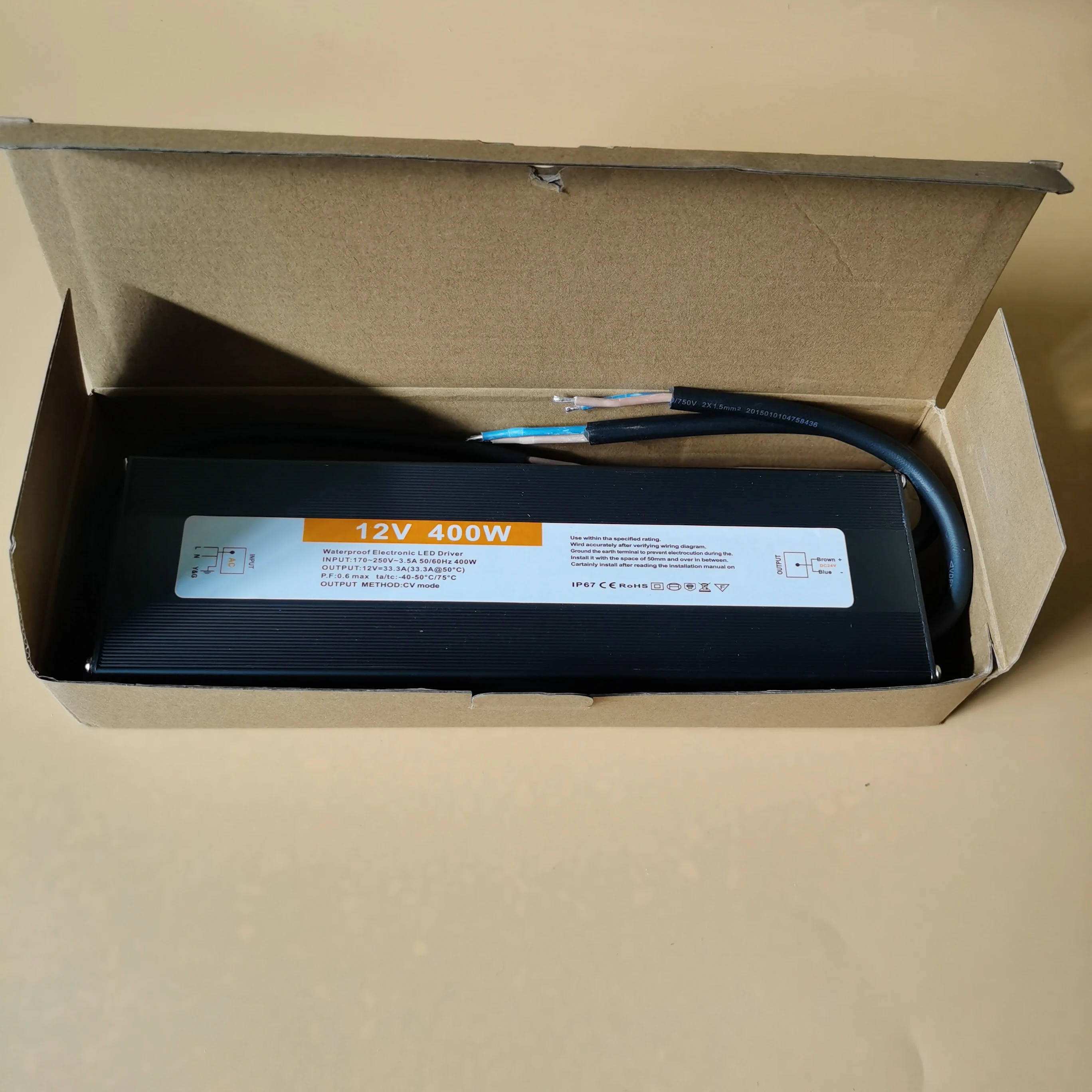 Ready to ship factory price constant voltage AC100-250V 12V400W waterproof power supply IP68 slim LED driver