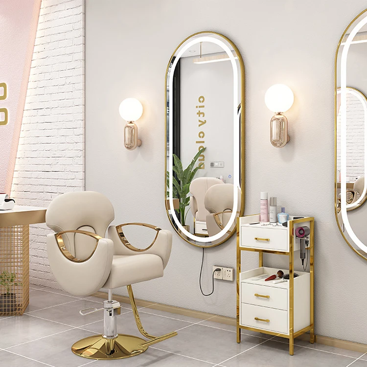 High Quality Modern Simple Gold Barber Chair with Antique Covers for Hair Salons and Beauty Studios