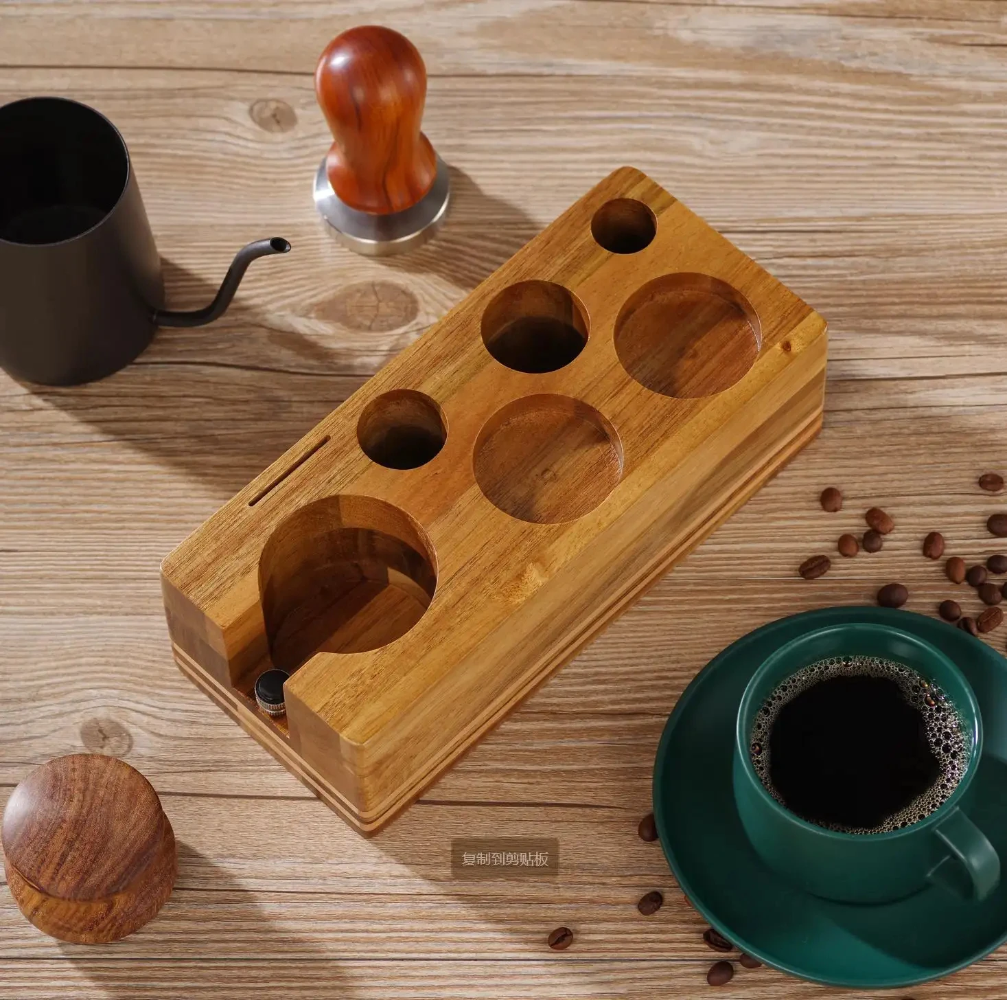Coffee Tamping Station, Wooden Espresso Tamper Holder Stand Coffee Tool Storage Base Maker Stand for Coffee Machine