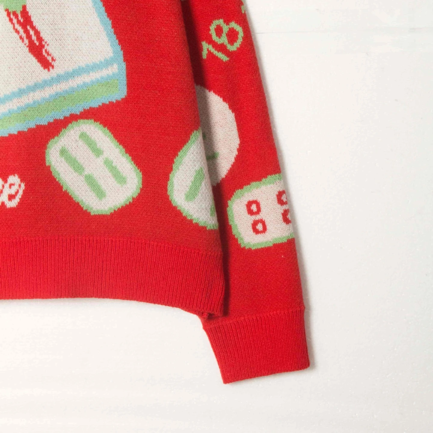Christmas Outfits Red Mahjong Women Sweaters Round Neck Unique Pattern Knitted Pullover for Ladies Clothes