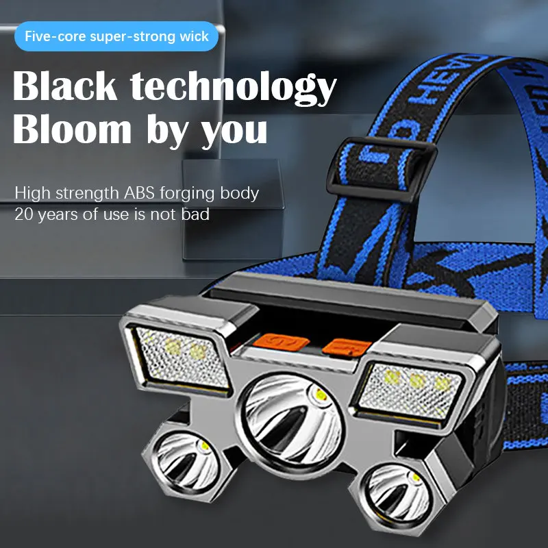 200LM COB LED Headlamp Waterproof USB Rechargeable Head Light Portable Headlight Torch for Outdoor Night Fishing Hiking Lighting