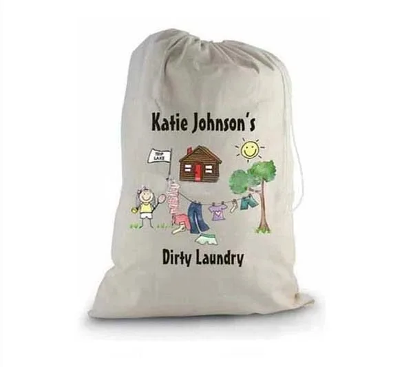 Oem Extra Large Printed Rip-Stop Travel Dirty Clothes Machine Washable Nylon Laundry Bag With Drawstring
