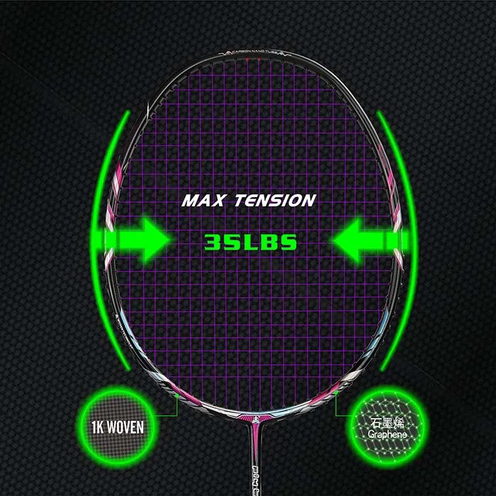 2020 new arrived Custom Hot Frame 40T+1K Woven Graphite carbon 6U/72g 35LBS badminton rackets