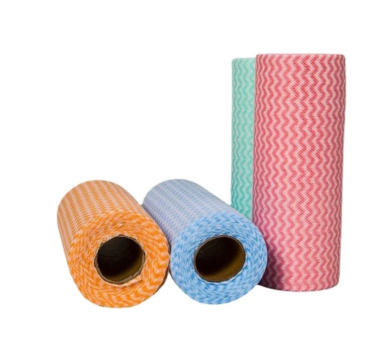 Household Reusable wave non woven kitchen dish cleaning cloth lazy rags Disposable Kitchen Paper Towel roll