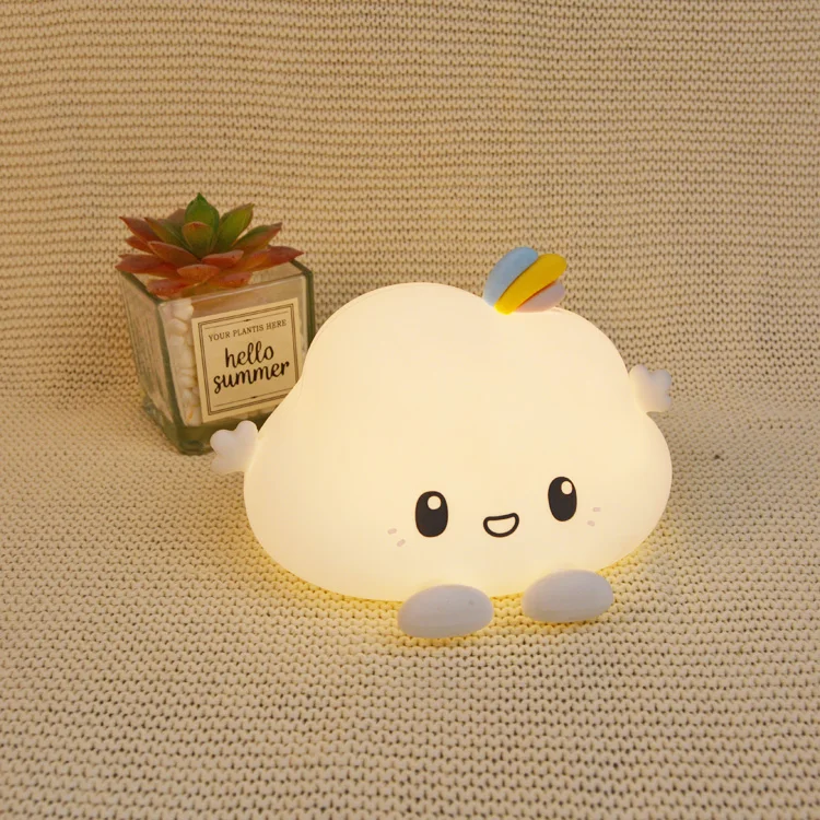 Custom ODM Mini Lovely Rechargeable Big Face Rabbit Lamp Touch Silicone Bunny Lamp for Kids Light Up Silicone Animal Night Light