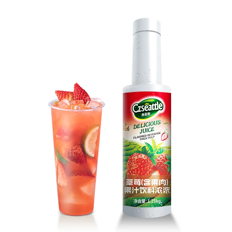 Czseattle Contains pulp strawberry fruit juice drink & beverage concentrated fruit juice syrup for bubble tea shop
