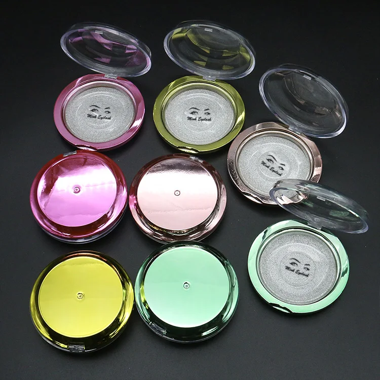 Wholesale Custom Made Beautiful Luxury Empty Round Eye Lash Boxes Create Your Own Cheap Glam Acrylic Circle Eyelash Packaging