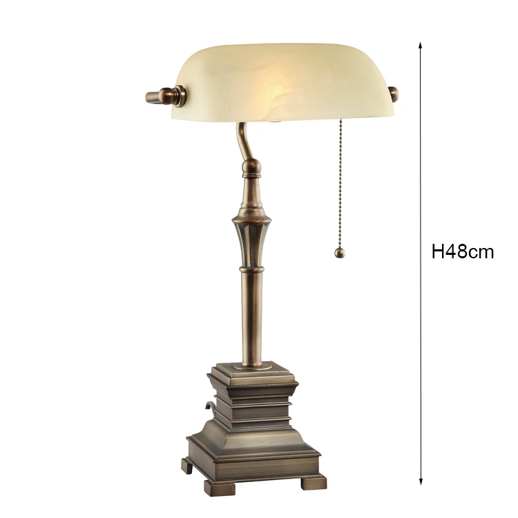 office home bedroom bedside classic vintage glass shade antique bronze metal desk bankers lamps