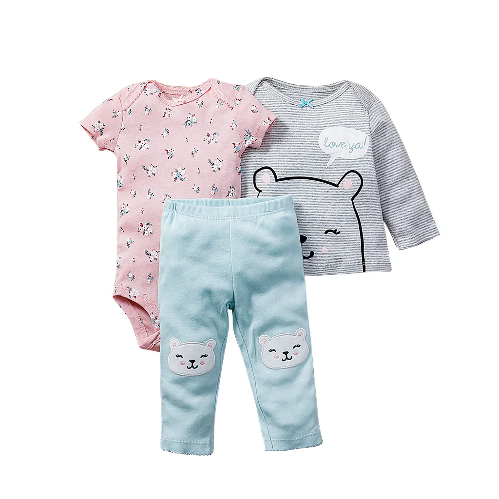 
Wholesale New Baby Boys Girls Summer Clothing Newborn Kids Baby Jumpsuits Knitted Short Sleeve Pant+Shorts Tracksuits Sets 