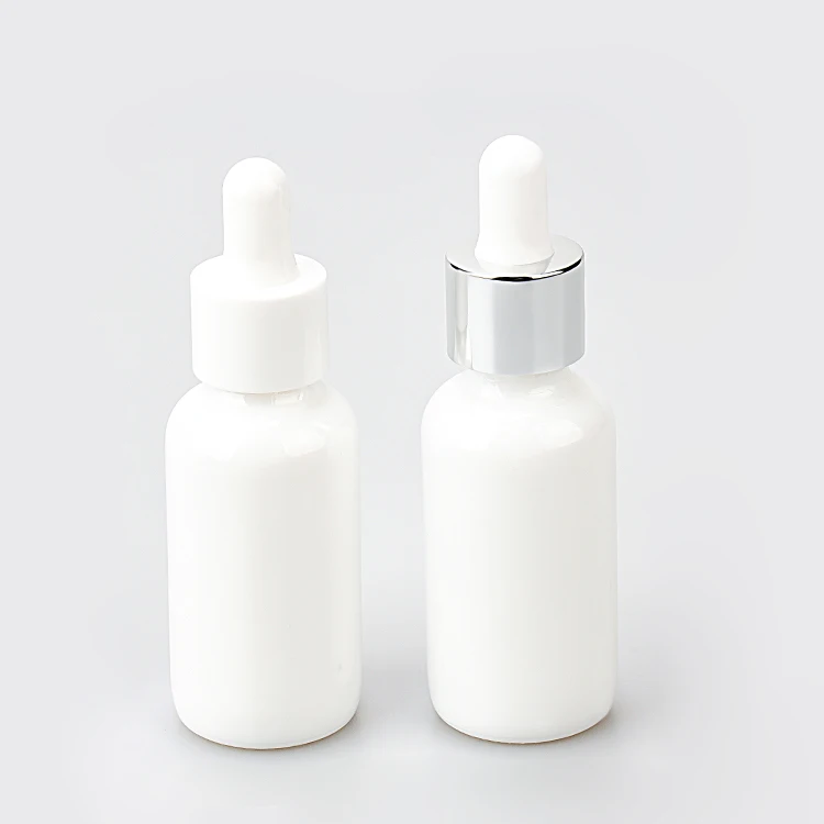 Hot Selling 10ml 15ml 30ml 50ml 100ml 200ml White Porcelain Shoulder Glass Cbd Essential Oil Dropper Bottle With Bamboo Lids