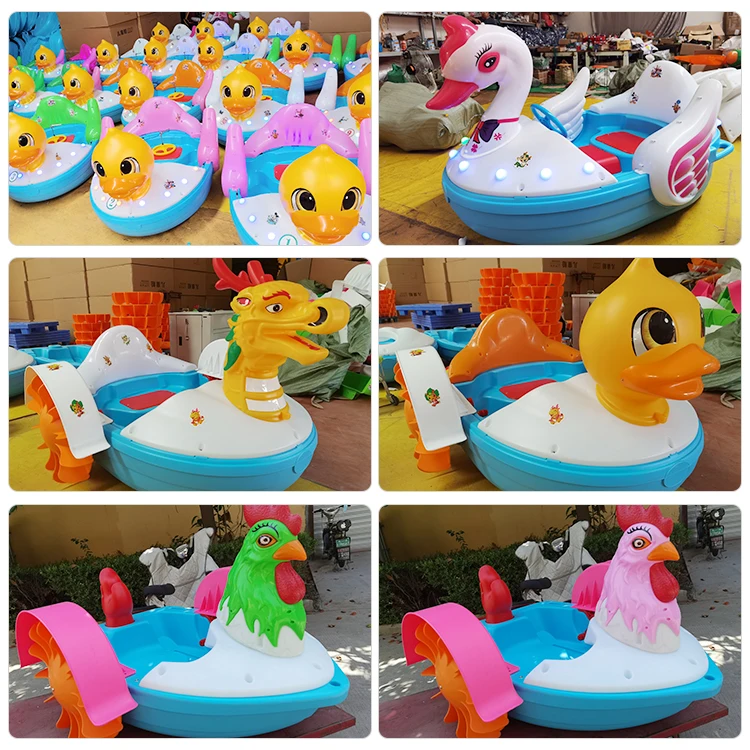Factory direct sale manufacturer supply plastic kids paddle wheel boat with a canopy  price water park for kids