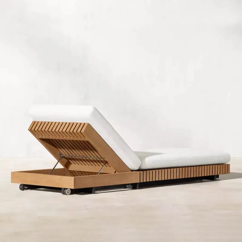 Hot Sale Most Popular For Hotel Outdoor Garden Sets Sunbed Wood Furniture Teak Chaise Teak Wood Sun Loungers