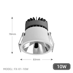 Hotel housing adjustable10w Ip44 waterproof dimmable smart anti glare recessed downlight led spotlight