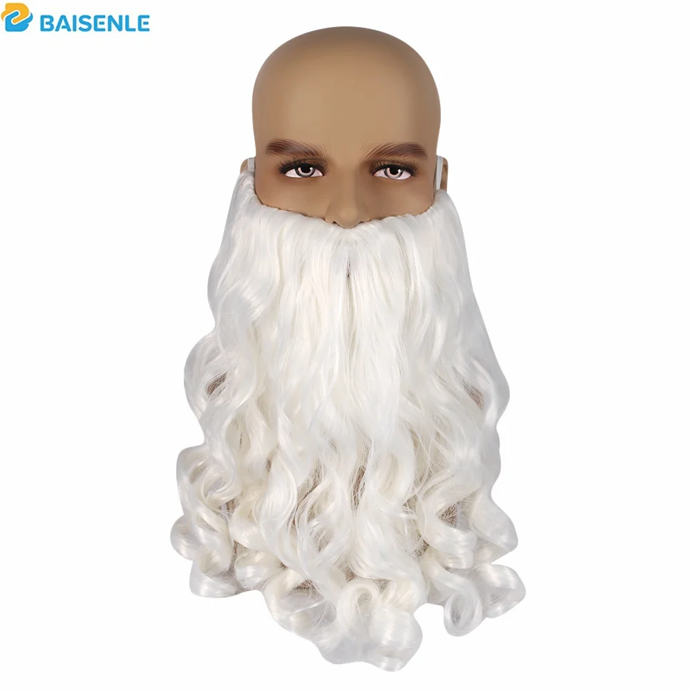 White Long Curly Hair Santa Claus Christmas Wig European And American Santa Claus Bearded Wig