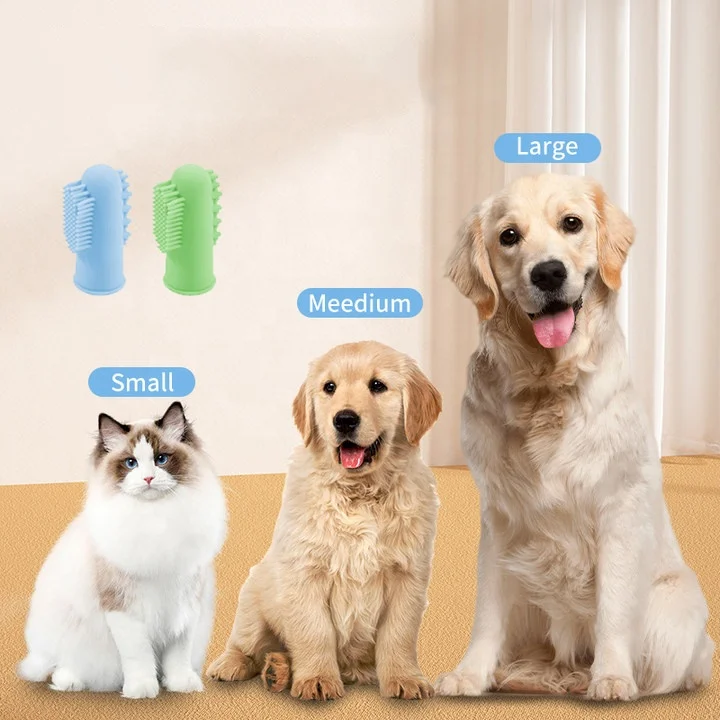Juice Pet Care Silicone 360 degree Puppy Pet Dog Tooth Brush Finger Toothbrush Kit with Soft Bristles for Teeth Cleaning