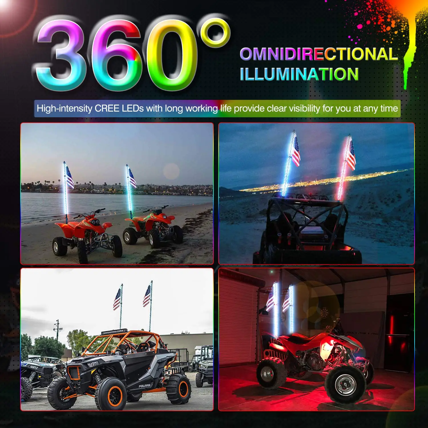 2 pecs 4ft светодиодная водонепроницаемая гибкая лампа Rgb с пультом дистанционного управления многоцветная суперъяркая для флага
