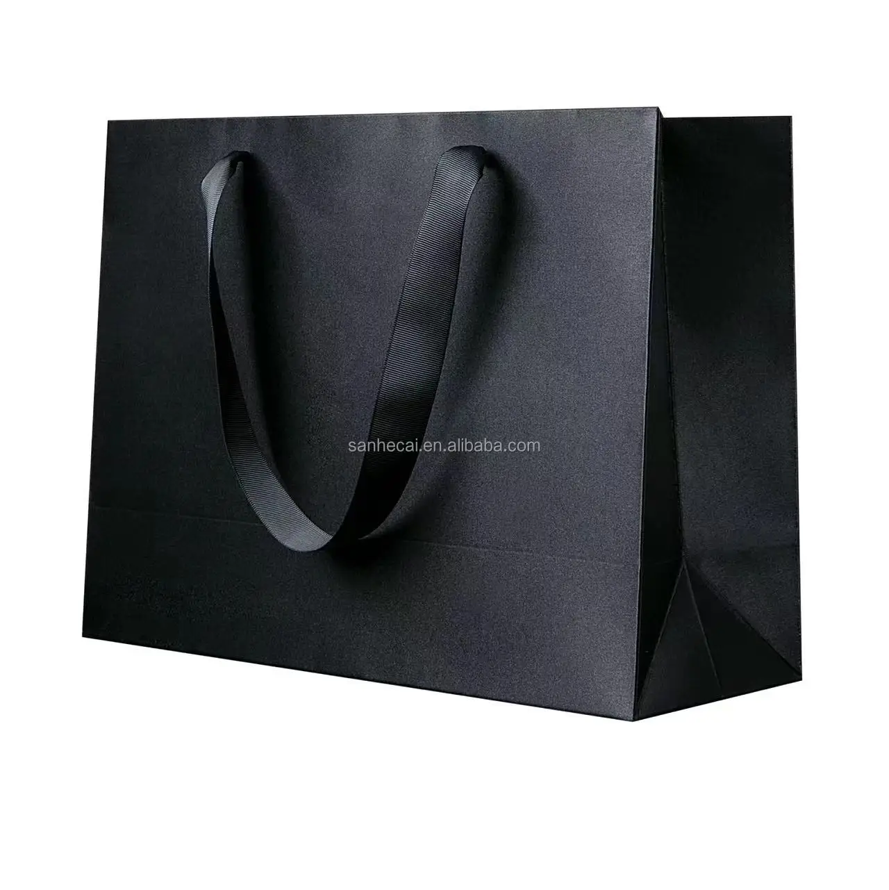 Modern Luxury Black Die Cut Kraft Paper Bags Wholesale for Clothing Perfume Jewelry Packaging Custom Logo Included