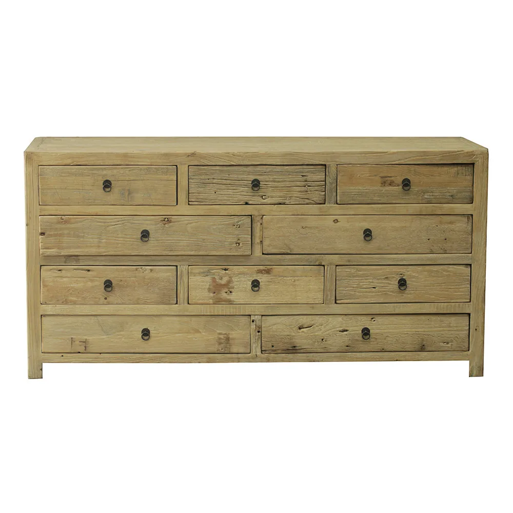 Antique Chinese Style Reclaimed Wood rustic drawer cabinet