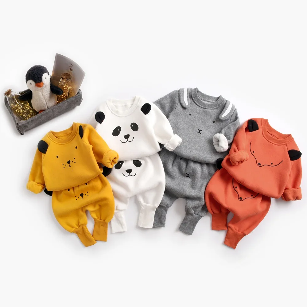 0-3 years cotton sweatshirt and long pants two pieces animals pattern cute kids luxury clothing