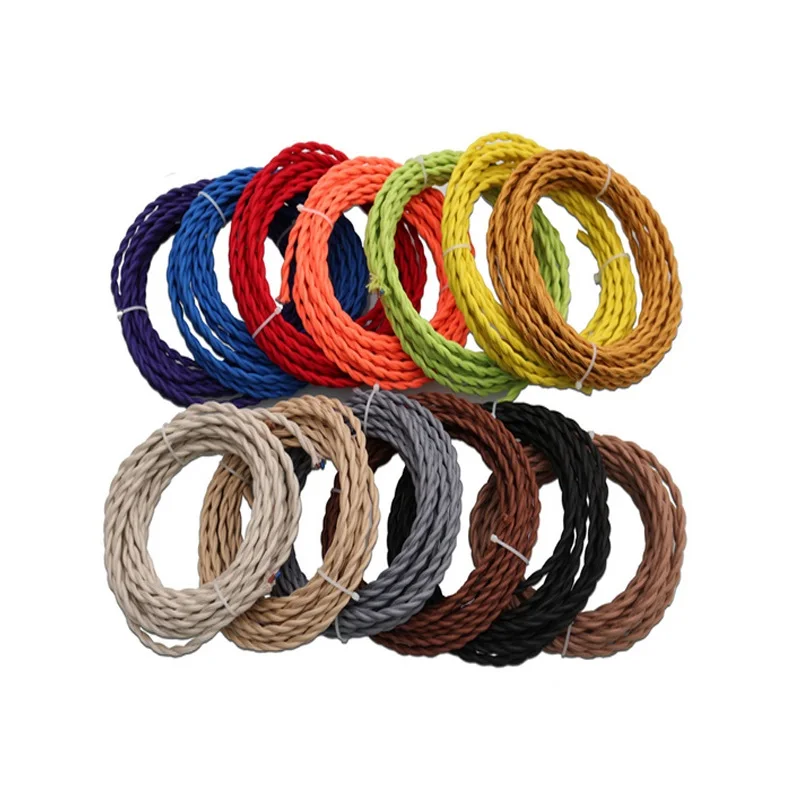 Decorative Wires Electric Cord Fabric Cable Cotton Textile Cable Braided Electrical Wire For Vintage Edison Pendant Lighting