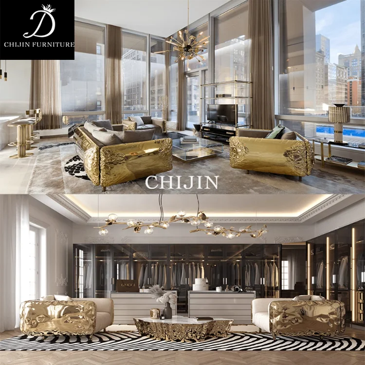 Modern Luxury Velvet Sofa Luxury Gold Border High End Customizable Living Room Sofa Furniture