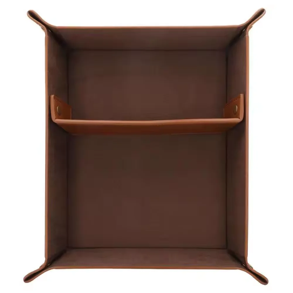 Pu Leather Bedside Nightstand Desktop Tray For Key Coin Wallet Watch