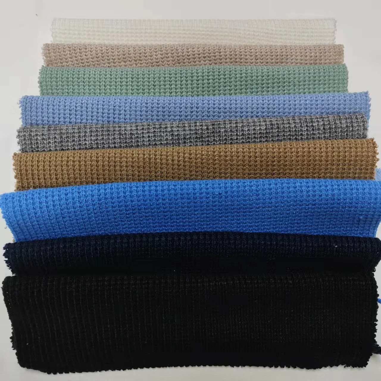 Classic Waffle Design 51% Rayon 24% Nylon 25% Poly Rib Knit Stretch Fabric For Garment Wholesale