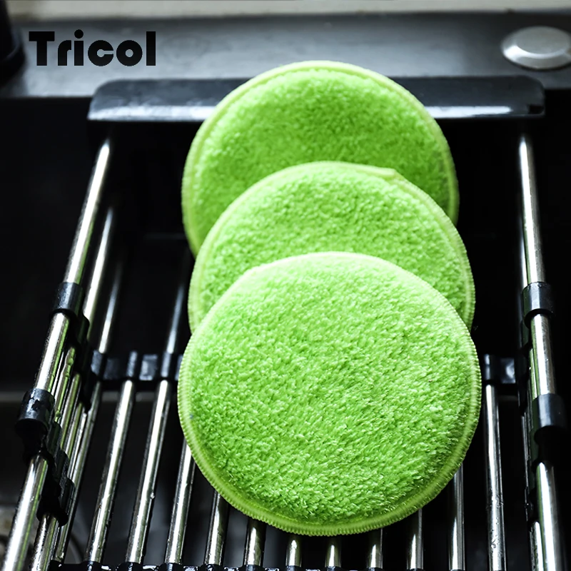 Double Side Durable Round Sponge Dish Sponge Microfiber Polishing Pads Microfiber Sponge for Kitchen