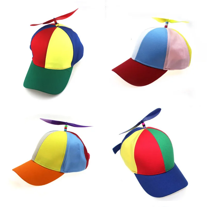 Outdoors Rainbow Detachable Propeller Bamboo Dragonfly Breathable Sunscreen Baseball Cap Parent-Child Printed Baseball Cap