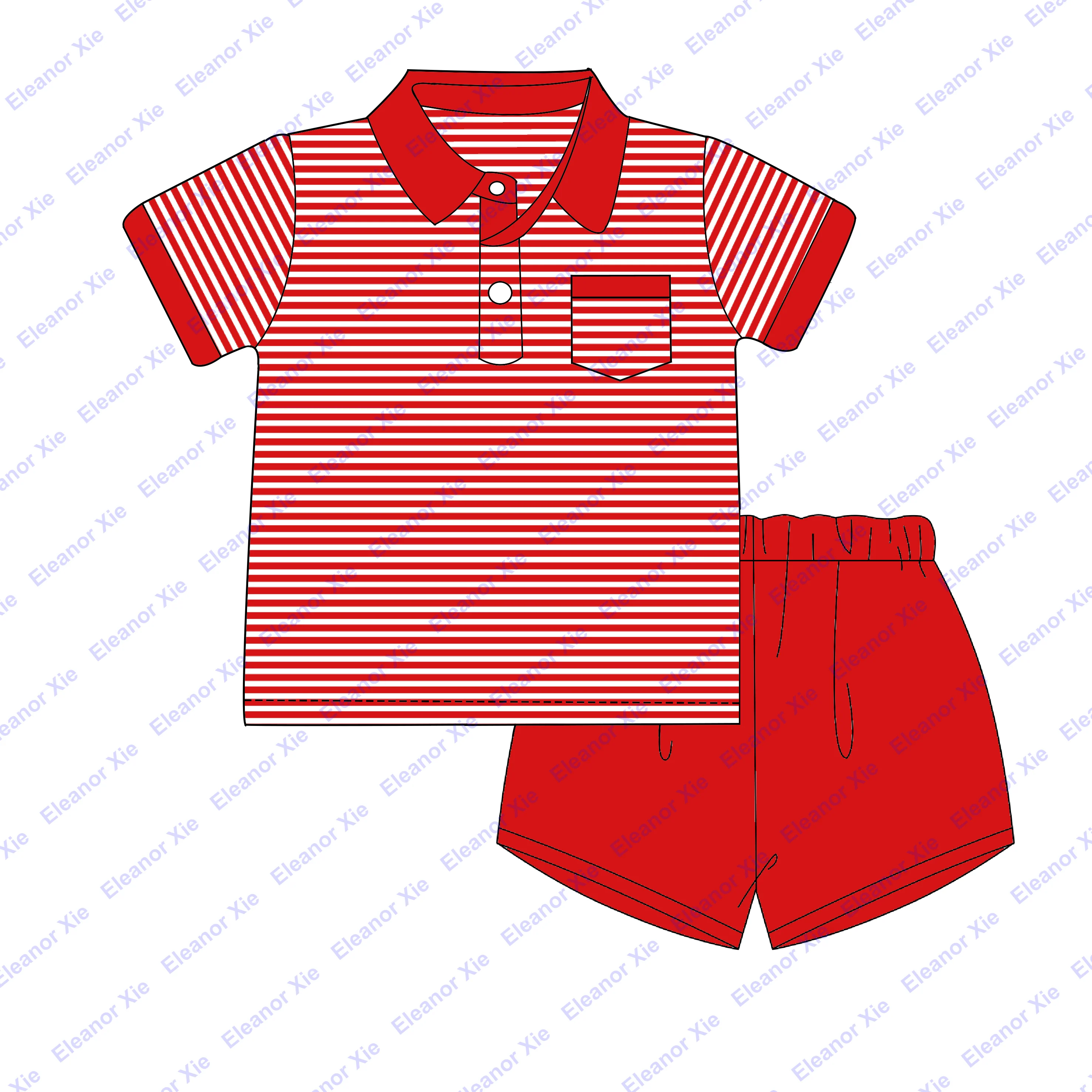 New Model Child Boy Polo Shirt Short Set Summer Monogram Knit 95%cotton Toddler Babies Boys Clothing Sets